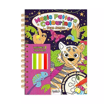 Magic Pattern Colouring Neon Jungle 4 - 6 Year) Includes 3 Neon Marker Pens • £6.93