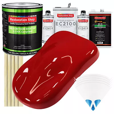 Victory Red LOW VOC Urethane Basecoat Paint Gallon Kit & European Clear Coat • $446.99