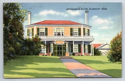 Antiquarian House Plymouth Mass Linen Unposted Postcard • $4.75