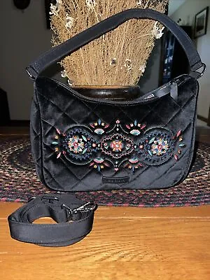 NWT Vera Bradley Frannie Crossbody Bag Winter Ornaments Black Velvet • $52.99