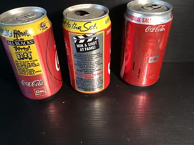 3 Different Coke Cola “ New Zealand Issue “ Soft Drink  Issue 355ml. Cans “ B “ • $10