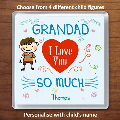 Grandad I Love You Personalised Gift From 1 Child Coaster Birthday Xmas Present • £3.99