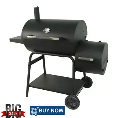 28  Offset Steel Charcoal Smoker Grill With Side Firebox Outdoor Camping BBQ • $133.35