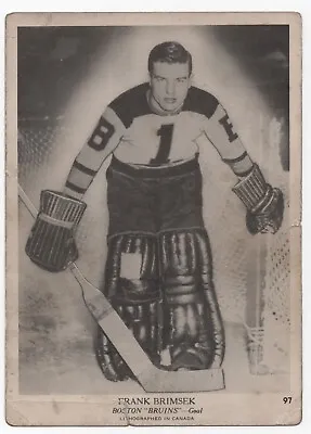 1939-40 Frank Brimsek Rookie Hockey Card OPC V301-1 Bruins HOF Goalie Vezina • $397.50