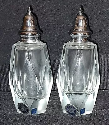 MCM Irice I W Rice Flat Hand Cut Crystal 4 3/4 Inch Salt & Pepper Shakers ExCond • $17.50