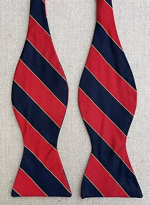 Vintage Robert Talbott Silk Bow Tie Red Blue Stripe Self-Tie 3.25  • $24