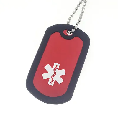 BLOOD THINNERS Medical Alert ID Dog Tag Necklace (Red) • $9.97