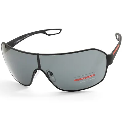 Prada Sport PS 52QS DG01A1 Matte Black Rubber/Grey Unisex Shield Sunglasses • $289.95