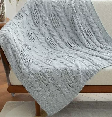 Amélie Home Cable Knit Throw Blankets For Sofas Couch 127x152cm UK • £25.99