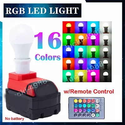 For Milwaukee 18V Lithium Battery Portable Light Bulbs W/Remote RGB Light Bulbs • $22.24