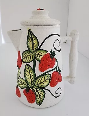 Vintage Teapot Coffee Pot Strawberries Hobbyist Piece Signed  Marie Starke 1975  • $5.99