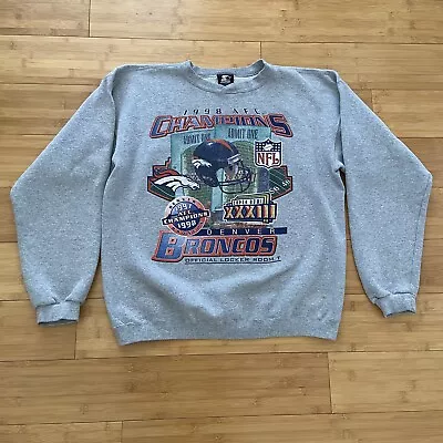 VTG 90s Starter Denver Broncos Sweatshirt 1997 AFC CHAMPS NFL USA Made Large • $34.99