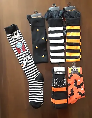 6 Pair Halloween Novelty Socks Knee High Over Knee 1 Men 5 Women's Size 4 - 10 • $16