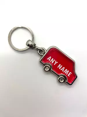 Personalised Car Van Shaped Keyring - Any Name Or Reg Number - Red - Fun Gift • £3.99