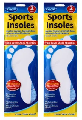 4x Sports Shoe Insoles Insert Extra Comfort Anti Odours Men Women UK Size 3-11 • £3.24