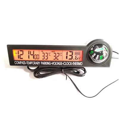 LCD Digital Clock Compass Thermometer Temp/Voltage Meter For Car Truck SUV Dash • $19.15