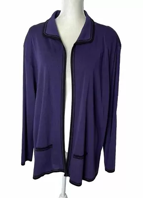 Exclusively Misook Plus Size 3X Jacket Blazer Purple Black Open Front • $39.99