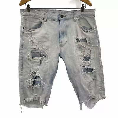 Smoke Rise Denim Co Mens Distressed Acid Washed Shorts Size 38 • $24.99