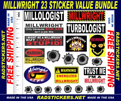 Millwright Sticker Bundle Hard Hat Stickers SH-45 • $14