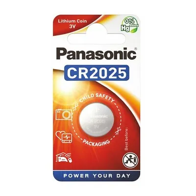 Panasonic CR2025 Lithium Battery 3V Coin Cell DL2025 2025 BR2025 Long Expiry • £1.99
