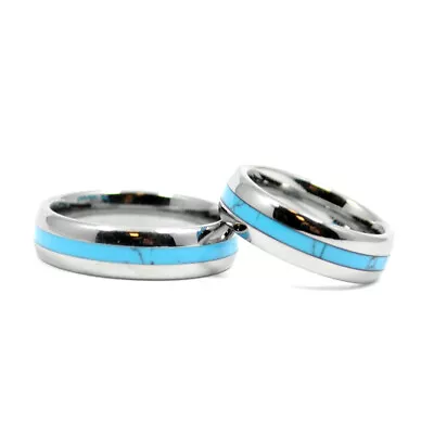 6/8mm Men's Tungsten Turquoise Wedding Band Ring Comfort Fit Size 5 - 14 • $25.99