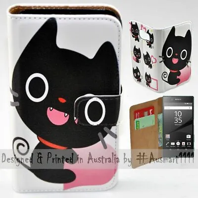 For Sony Xperia Series - Cute Black Cat Theme Print Mobile Phone Case Cover • $13.98