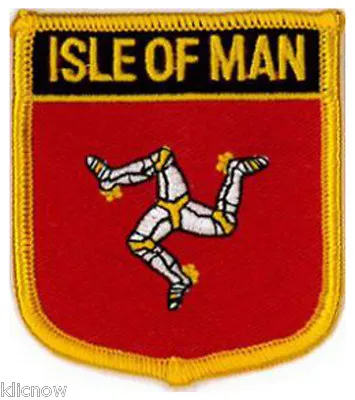 Isle Of Man (Shield) Embroidered Patch 6CM X 7CM (2 1/2  X 2 3/4 ) • £3.49