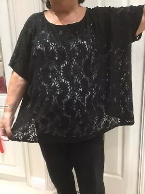 Ladies Brand New With Tags Kasbah Black Lace Top One Size • £13