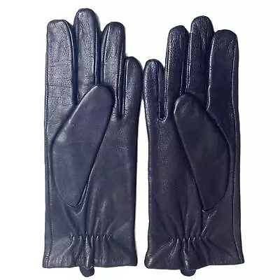 M&S Dark Navy Leather Gloves UK S • £15