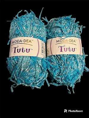 2 Skeins Moda Dea Tutu Cotton Blend Fashion Yarn Cabana Blue 92yds/1.76oz Each • $15.99