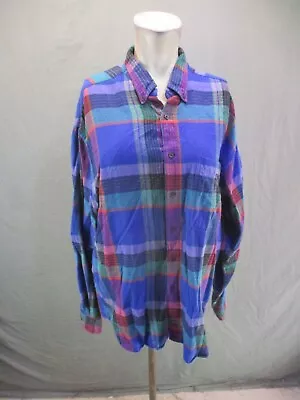 DOCKERS Size L Mens Multicolor Plaid 100% Cotton Button Up Flannel Shirt 086 • $10