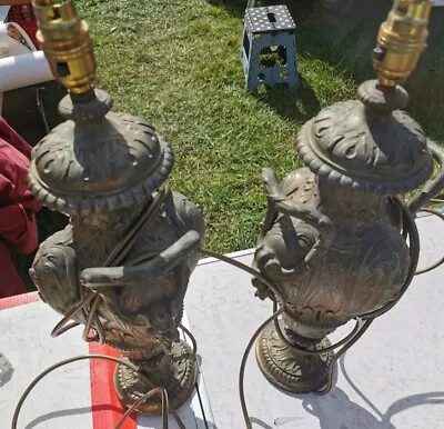  Pair Of Gorgeous Antique French Metal Lamp Bases. 18  Tall.  • £120