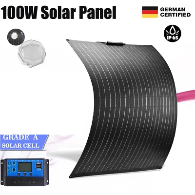 12V 100W Flexible Solar Panel Kit USB 30A Battery Charger Controller Caravan RV • £89.99