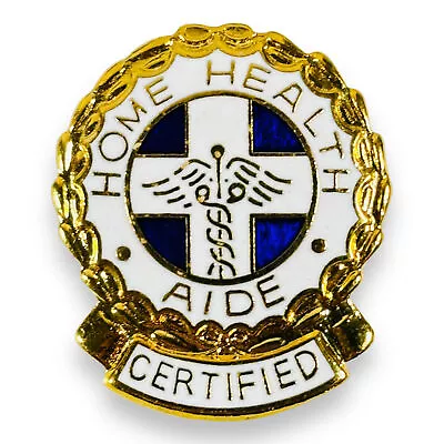 1977 Certified Home Health Aide Enamel Gold-Tone Medical Caduceus Uniform Pin • $9.59