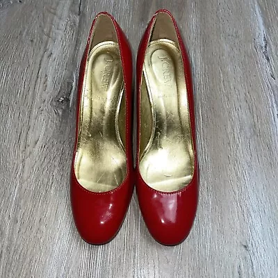 J. Crew Women’s Red Patent Leather Pumps With Wooden Heel Made In Italy Size 7 • $38.88