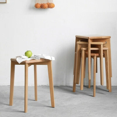£34.92 • Buy Large Stacking Stool Thicken Wooden Chair For Dining Living Room Breakfast Hotel
