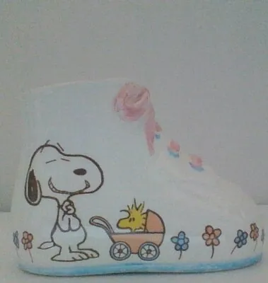 Vintage Peanuts Snoopy & Woodstock Ceramic Baby Shoe Planter Near Mint • $39.95