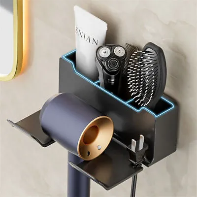 UK Bathroom Hair Dryer Storage Organizer Rack Comb Holder Wall Mounted Stand • £7.40