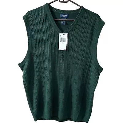 Dockers Mens Size Large Forest Green Sweater Vest Acrylic Pullover Vintage NEW • $24.99