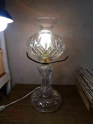 Vintage Waterford Crystal 2 Pc. Electric Hurricane Lamp 16.5  • $230