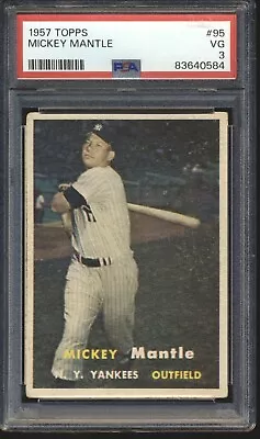 83640584 - Mickey Mantle - 1957 Topps #95 PSA 3 VG ICONIC YANKEES • $416