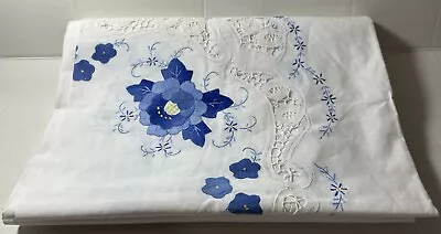 New Hand Made Applique & Embroidered Table Cloth Oblong 90  X 72  100% Cotton • $34.99