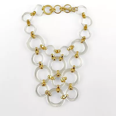 OVERSIZED CLEAR LUCITE Plastic RINGS MASSIVE STATEMENT NECKLACE • $85