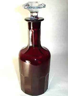 Cambridge Barware #1322 Ruby Red Glass Bottle Decanter With Clear Stopper 11  • $95