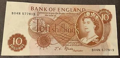 Bank Of England 1966-70 10 Shilling Banknote J.S.Fforde Serial N° B04N 577813 • £12