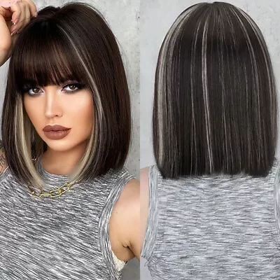 Ombre Short Bob Wig Highlight Full Head Wigs For Women Party Daliy 12  Synthetic • £25.99