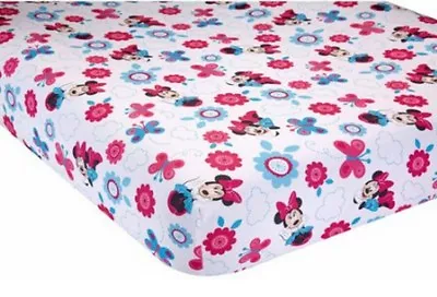 Disney Baby Happy Days Minnie Mouse Butterfly Flowers Clouds Crib Fitted Sheet  • $21.96