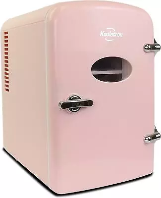 Koolatron 4L 6 Can Retro Electric Portable Mini Fridge Cooler 12V ACCord (Pink) • £39.99