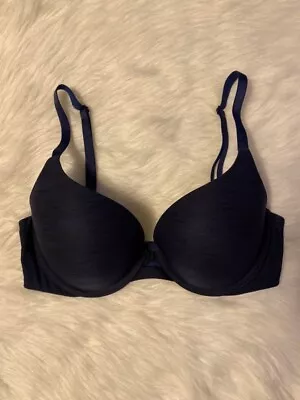 Victoria's Secret Bra Womens Size 34D Blue Perfect Shape Lined Underwire • $14