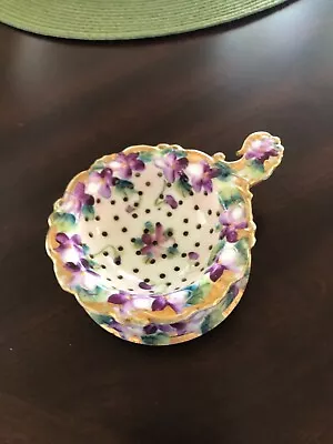 Antique Elegant Rare Collectable  Floral Tea Strainer And Bowl • $5